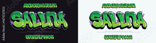 Sallna, Colorful graffiti editable text style effect. Vector text effect with paint wall concept.	

