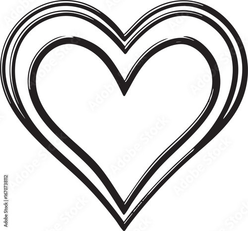 Heart symbol outline. Minimalistic black line art representing love and affection vector graphic.