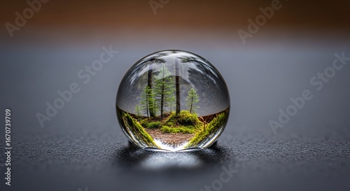 Wallpaper Mural Forest in a sphere nature photography trees moss crystal ball landscape reflection surreal art macro shot Torontodigital.ca