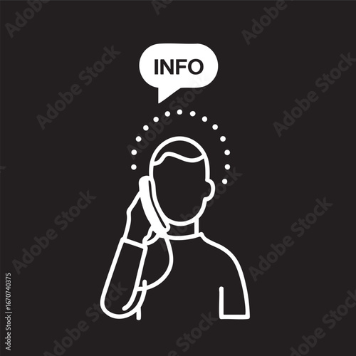 Customer service outline. Minimalist vector with phone call and information icon.