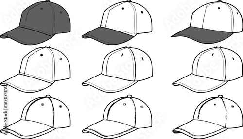Collection of baseball cap designs and styles