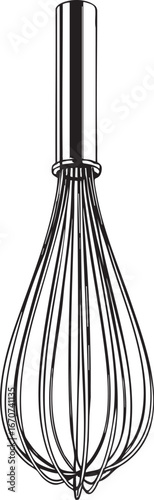 Whisk outline. Kitchen baking tool in outline sketch style.
