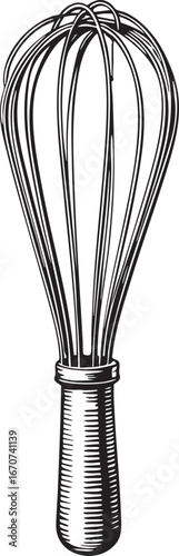Whisk outline. Kitchen baking tool in outline sketch style.