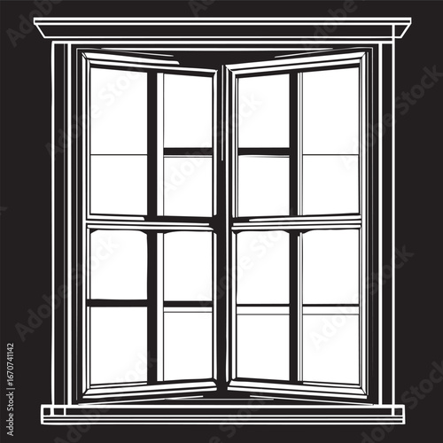 Window replacement outline. Minimal vector of home improvement concept.