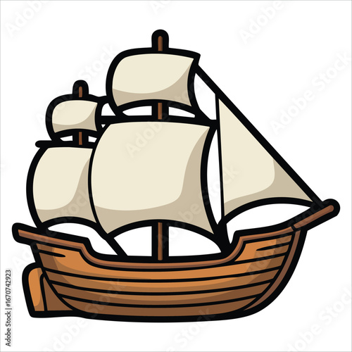 vintage maritime vessel illustration vector art isolated on white background