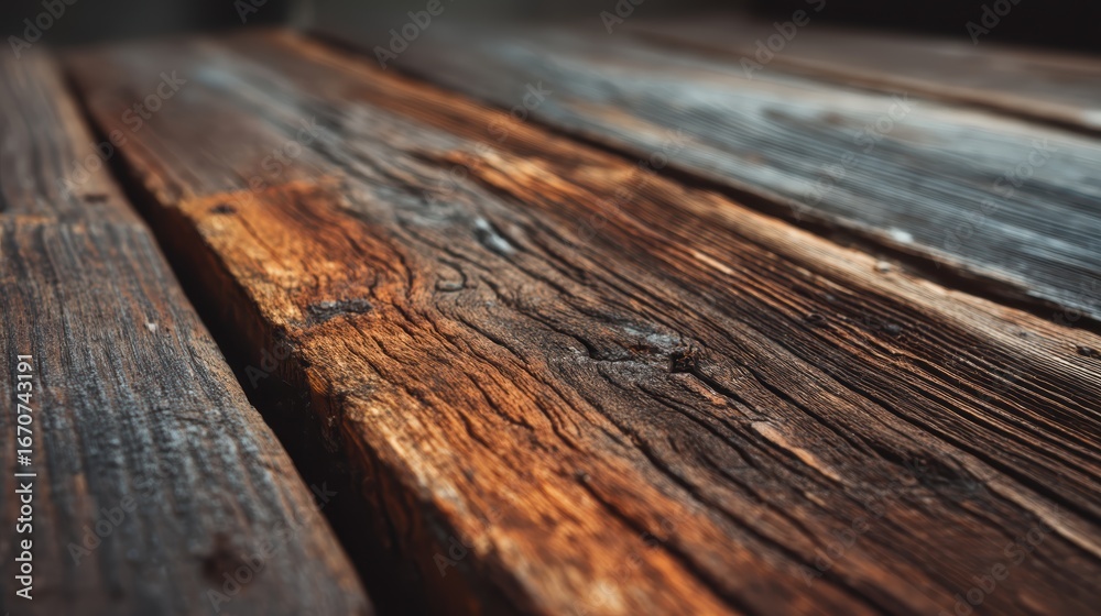 Fototapeta premium Rustic Weathered Wooden Planks Close Up Texture