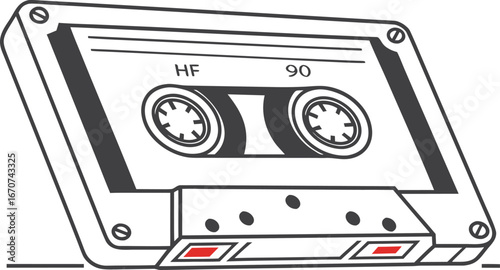 Retro audio cassette tape with blank label for recording music