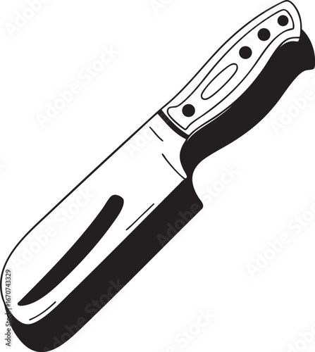 Chef’s knife outline. Essential kitchen tool in linear form.
