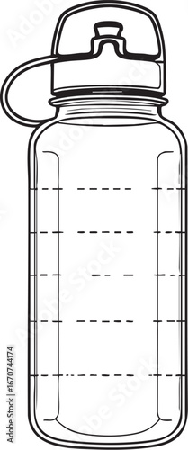 Water bottle outline. Minimal vector of hydration product.
