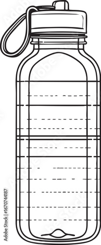Water bottle outline. Minimal vector of hydration product.