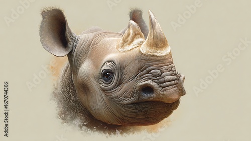 cute rhino face sticker image
