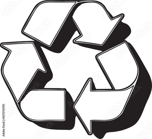 Outline recycling icon with arrows. Minimal vector symbol of sustainability and environment