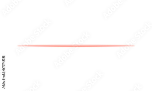 Single horizontal red line glowing softly on transparent background
