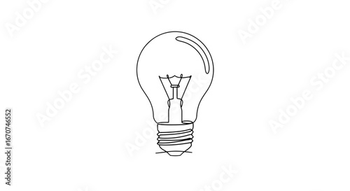 Light bulb idea innovation inspiration creativity energy electricity solution invention drawing outline art on transparent background