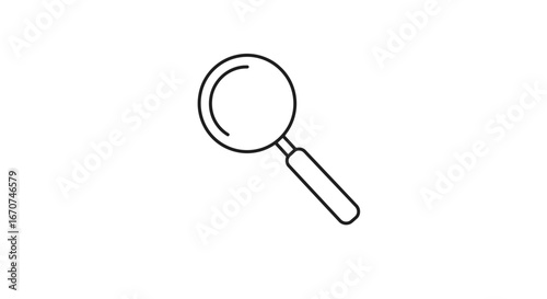 Magnifying glass search tool find zoom inspect investigate discovery exploration research examine analysis peruse look on transparent background