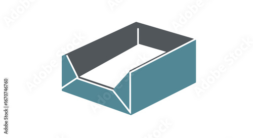Teal container storage box organization bin open top containerized storage solution design element on transparent background