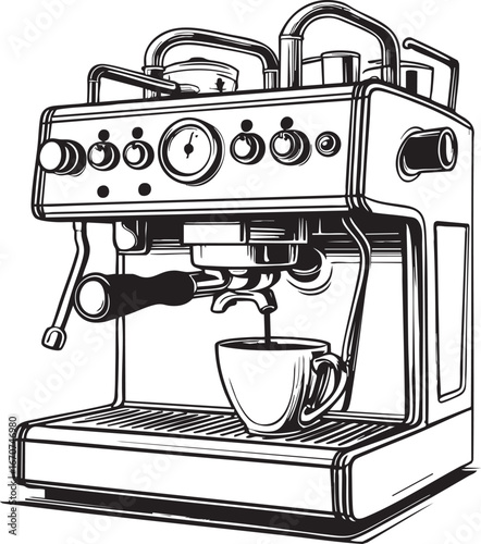 Coffee machine outline icon. Minimal vector line drawing for kitchen appliances