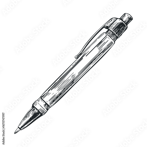 Classic ballpoint pen design for creative projects and writing. Vector illustration