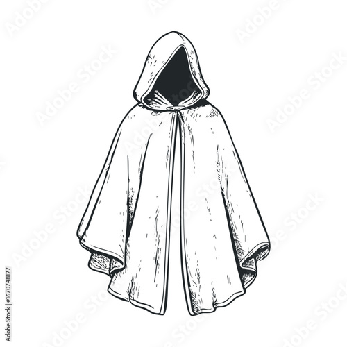 Mysterious cloak design for fantasy themes and events. Vector illustration