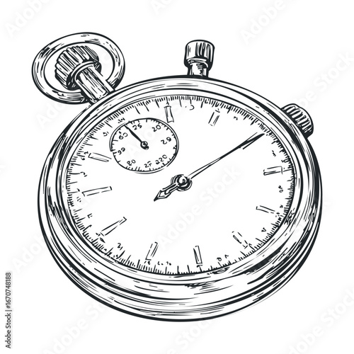 Classic stopwatch for timing workouts or events. Vector illustration