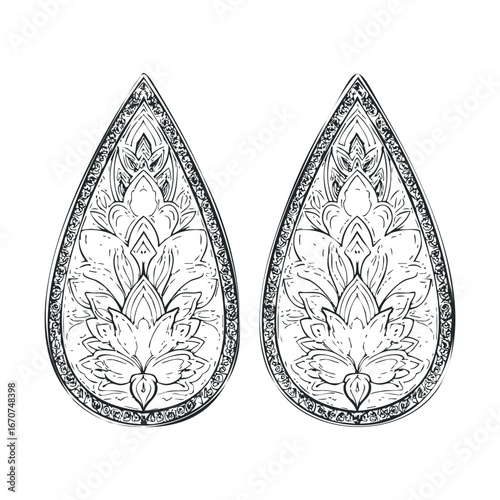 Elegant floral earrings for stylish accessories. Vector illustration