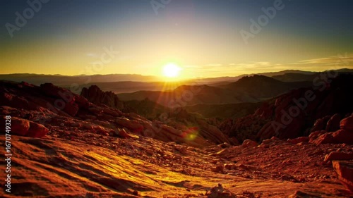 Dramatic Golden Sunset in Rocky Mountain Desert