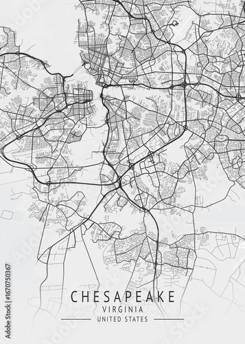 Wallpaper Mural Chesapeake - Virginia - US Gray Map Art Torontodigital.ca