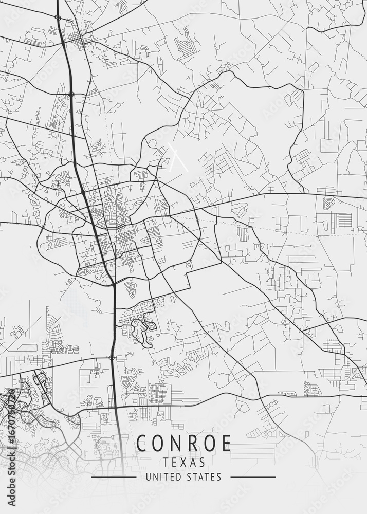 Obraz premium Conroe - Texas - US Gray Map Art