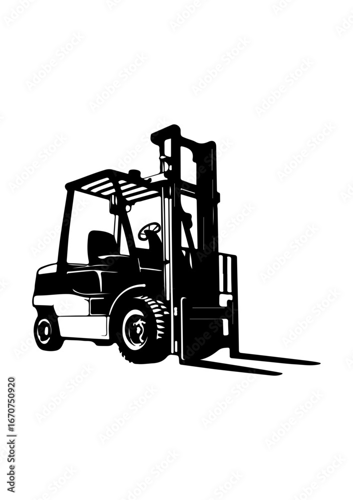 Fototapeta premium Title: Silhouette of a Forklift