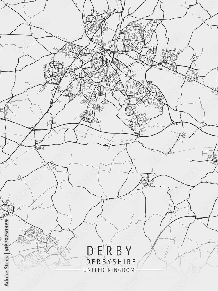 Obraz premium Derby - Derbyshire UK Gray City Map_223