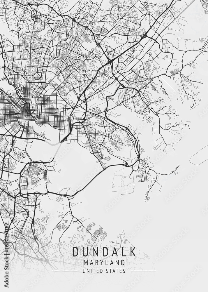 Obraz premium Dundalk - Maryland - US Gray Map Art