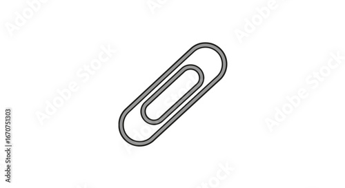 Isolated office paperclip design stationery item for document organization and school supplies clip art on transparent background