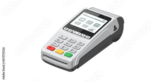 Payment terminal pos machine credit debit card reader point of sale device transaction electronic finance retail on transparent background