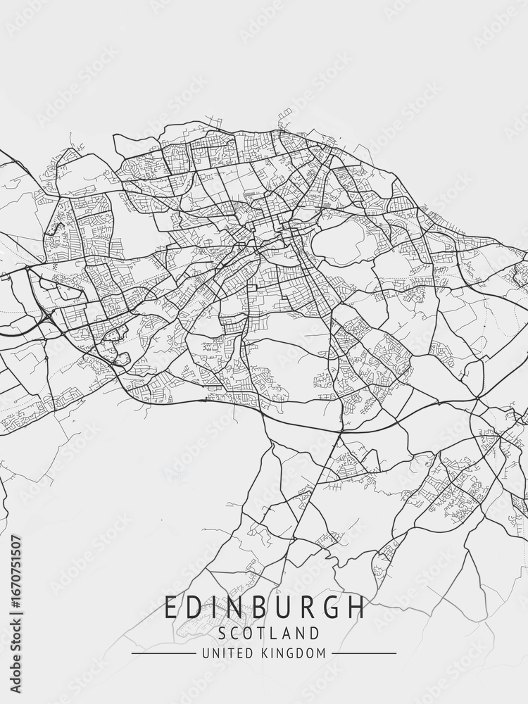 Naklejka premium Edinburgh - Scotland UK Gray City Map_990