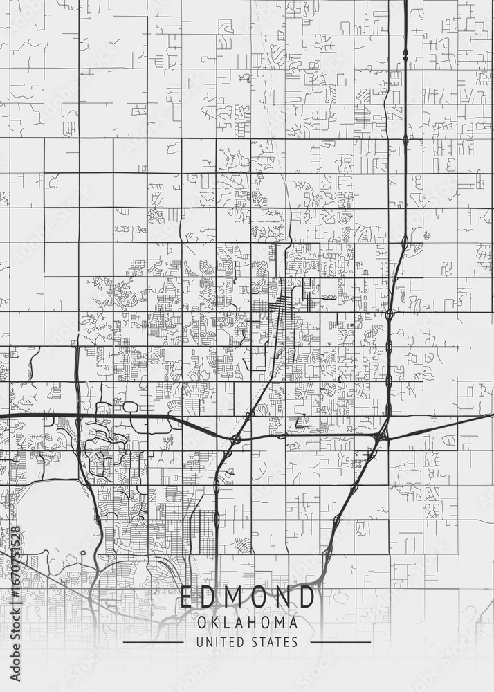 Obraz premium Edmond - Oklahoma - US Gray Map Art
