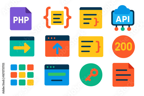 Collection of icons for PHP, API, and other web development tools