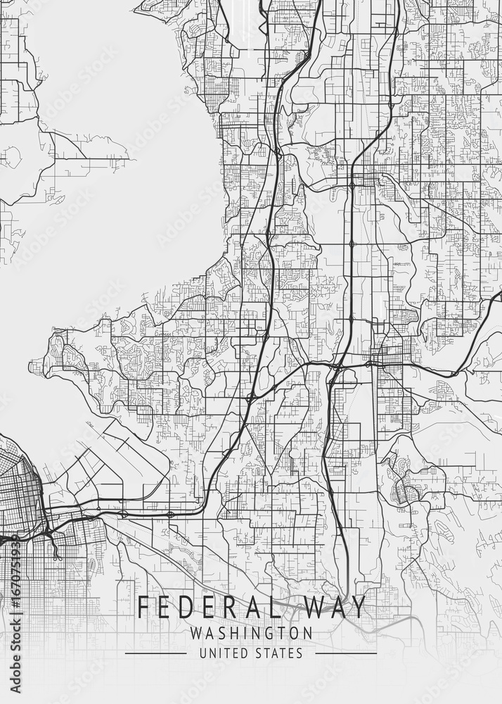 Obraz premium Federal Way - Washington - US Gray Map Art
