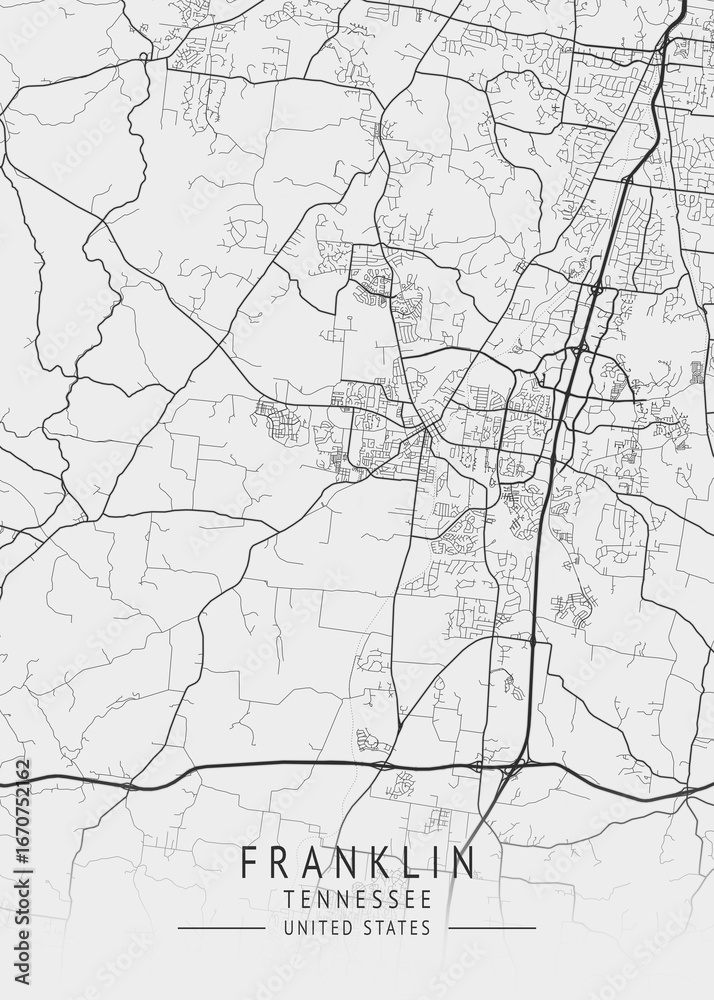 Obraz premium Franklin - Tennessee - US Gray Map Art