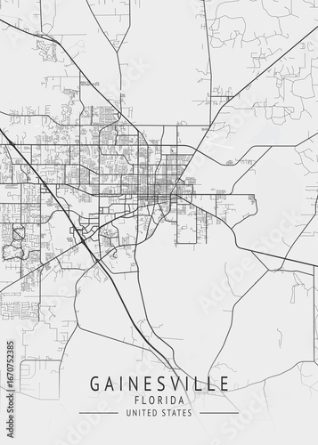 Tableau sur toile Gainesville - Florida - US Gray Map Art