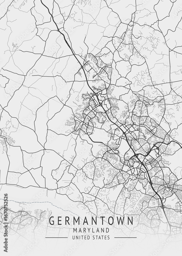 Obraz premium Germantown - Maryland - US Gray Map Art