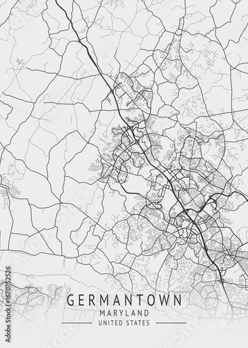 Germantown - Maryland - US Gray Map Art