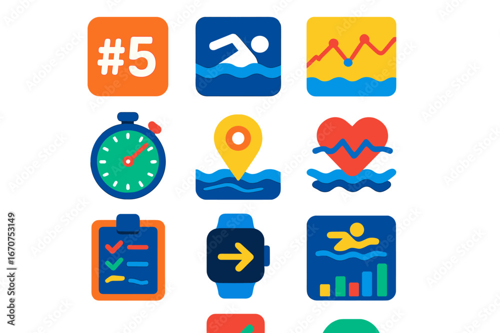 Fototapeta premium Set of icons for a fitness app