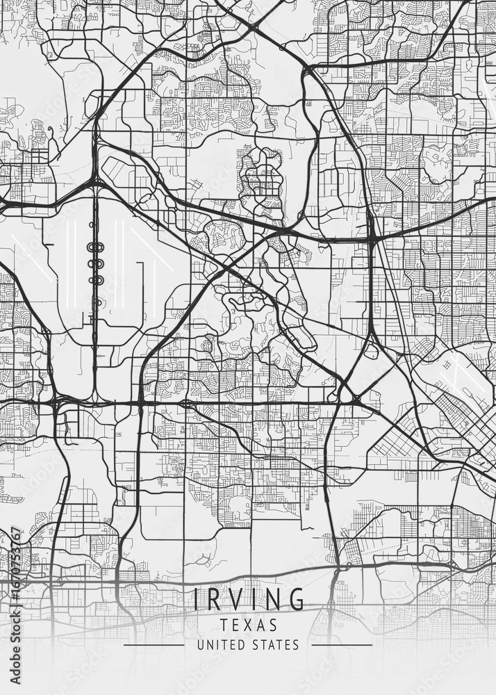 Fototapeta premium Irving - Texas - US Gray Map Art