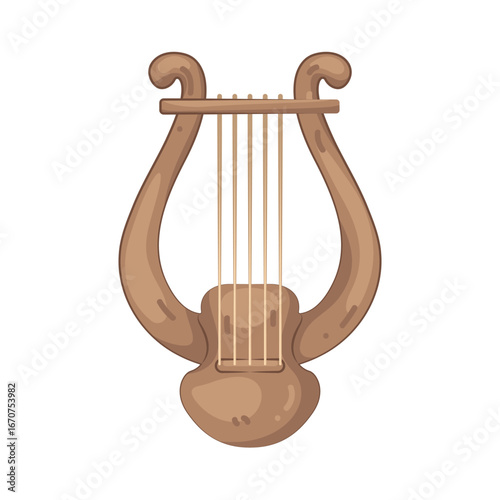 Illustration of Wooden harp musical instrument