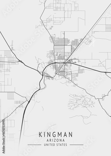 Kingman - Arizona - US Gray Map Art