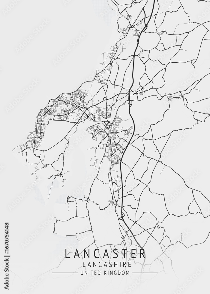 Obraz premium Lancaster - Lancashire UK Gray City Map_362