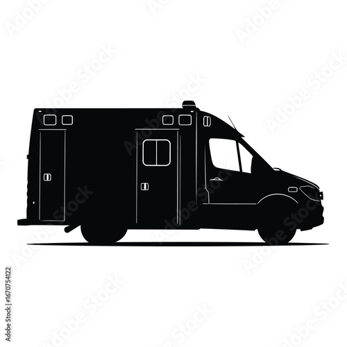 Ambulance service vehicle silhouette side profile for emergency medical response and transport silhouette
