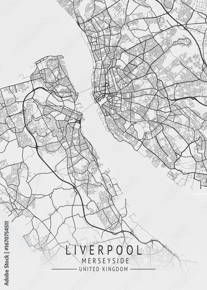 Naklejka premium Liverpool - Merseyside UK Gray City Map_488