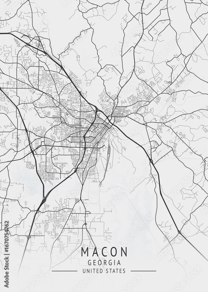 Obraz premium Macon - Georgia - US Gray Map Art