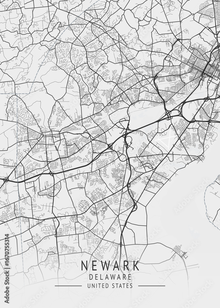 Obraz premium Newark - Delaware - US Gray Map Art